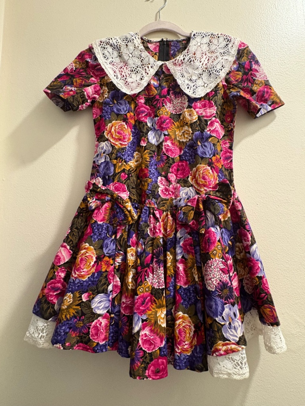 Rumiko Floral Lace Dress in Pink & Purple